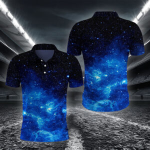 Blau-Rosa Kosmischer Wirbel Poloshirt