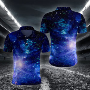 Glitzernde Lila Milchstraße Poloshirt