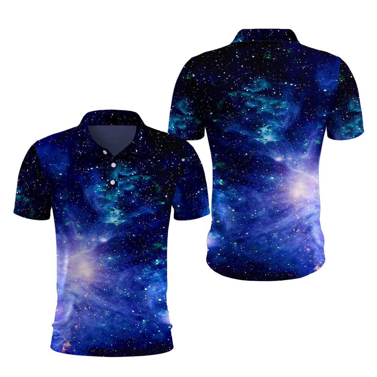 Glitzernde Lila Milchstraße Poloshirt – Bild 4