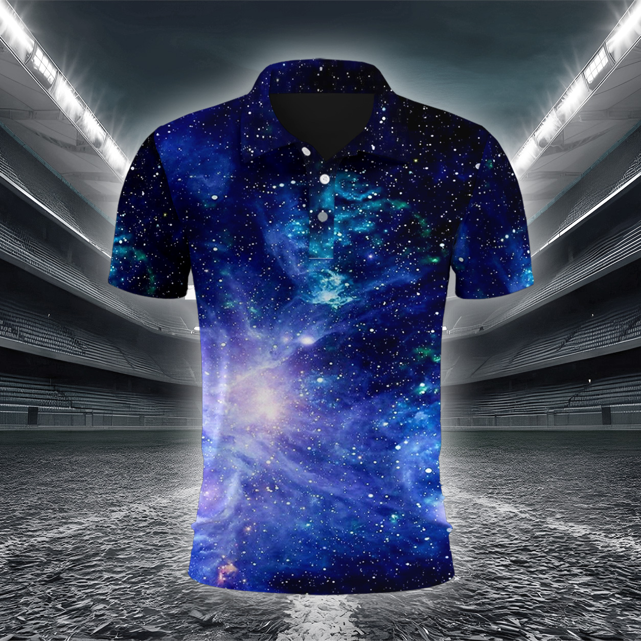 Glitzernde Lila Milchstraße Poloshirt – Bild 3