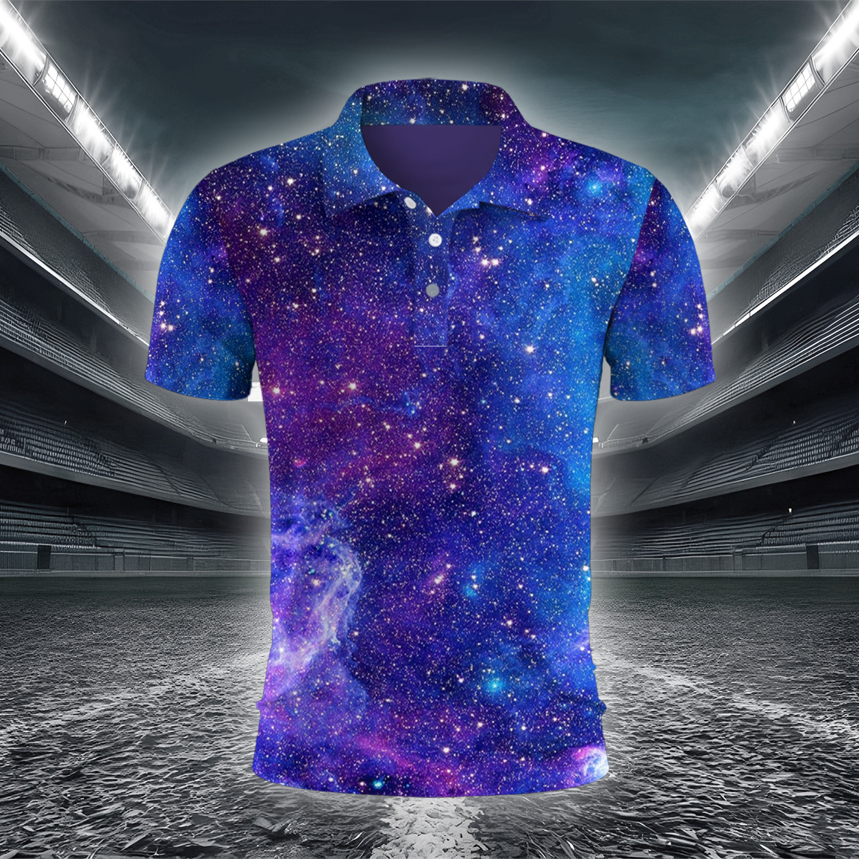 Dunkle Geometrische Sternenwelt Poloshirt – Bild 3